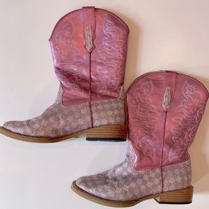 Roper Girls Pink Glitter Cowboy Boots